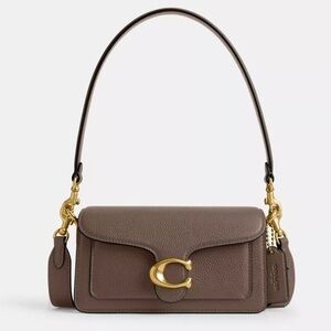 COACH Tabby Shoulder Bag 20 Polished Pebble Leather Brass Dark Stone